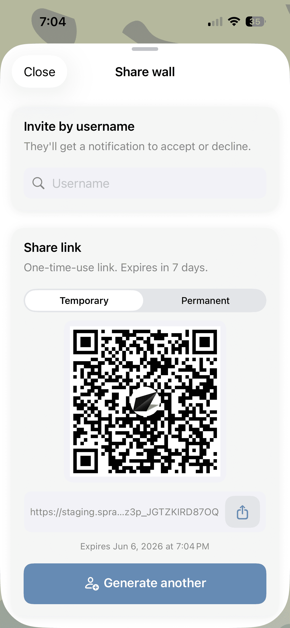 Share your wall screenshot